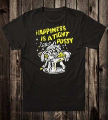 Retro Tee T-shirt Novelty Design Groovy 70’s Happiness Is A Tight Pussy
