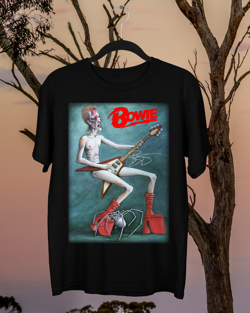 David Bowie Funny Short Sleeve Gift For Fan All Size Black Men Shirt TMB294