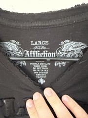 Affliction Men L Black Eagle Logo Graphic Print Short Sleeve T-Shirt