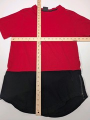 Akademiks Colorblock Mens Medium Black Red Zipper Waist T Shirt
