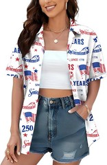 250th Anniversary USA Shirt Women 250 Years American Flag Button Down Tshirt …