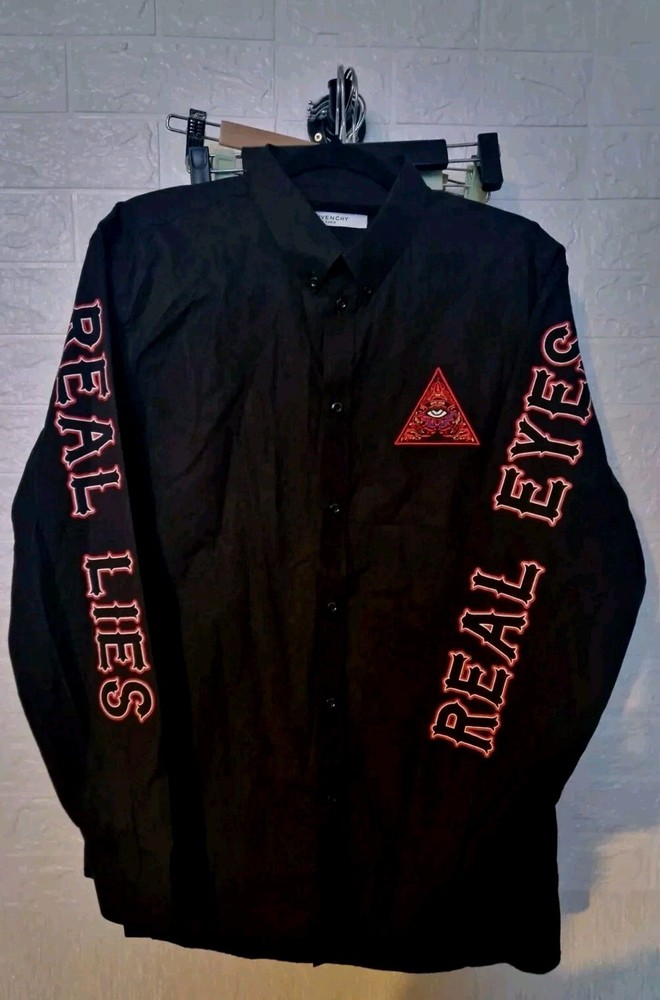 Givenchy Black Third Eye Realize Real Eyes Real Lies Dress Shirt 42″ Smart Casua