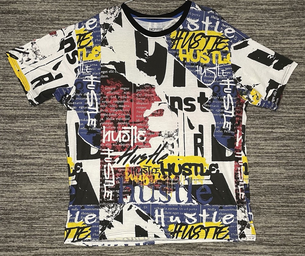 NWT Encrypted AOP Graphic T- Shirt Multicolor Men’s Size 5XL (4xl) Runs Tight