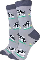 Women’s Premium Comfort Animal Socks Cow Print Cute Fun Novelty Crew Sock