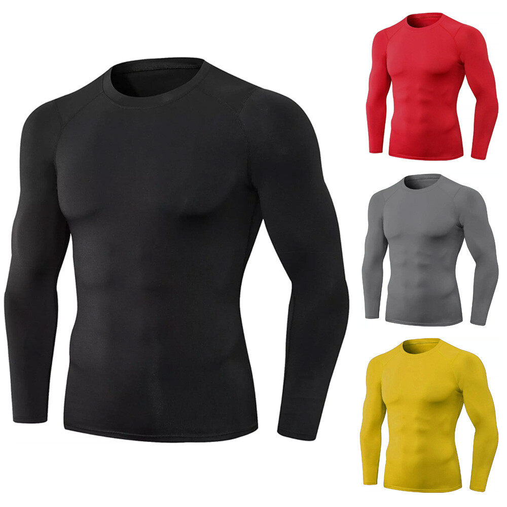 Men’s Compression Shirt Under Base Layer Tops Long Sleeve Quick Dry Gym T-Shirts