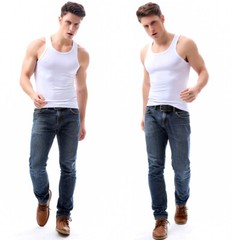 3-6 Mens 100% Cotton A-Shirt Tank Top Ribbed Undershirt Black White
