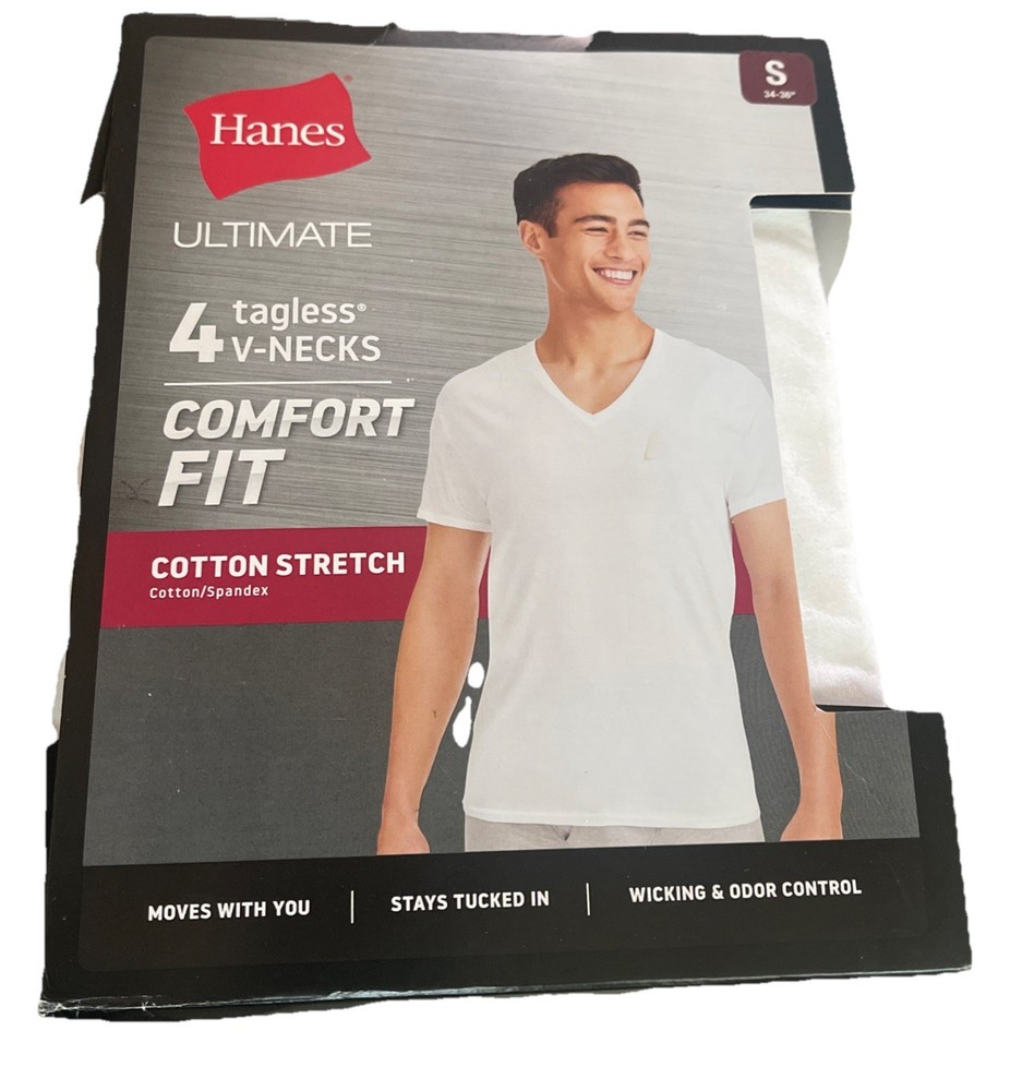 Hanes Ultimate 4 Tagless TShirts Comfort Fit Cotton Stretch Men’s Sz Small White