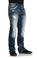 Affliction Men’s Denim Jeans ACE AMEND DAYTON Embroidered Blue $135
