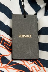 Versace Men’s Medusa Head Embroidery Striped Short Sleeve T-Shirt US 2XL IT 56