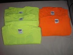 5 NEW Jerzees Unisex Construction Work Safety Bright Color T Shirts w/Pocket MED
