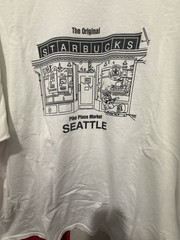 The Original Starbucks Pike Place Market Seattle Line Drawing T-Shirt