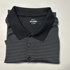 BCG Men’s XL Polo Golf Shirt Performance Striped Black & Grey Collared