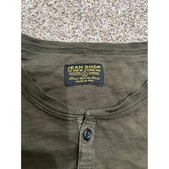 Jean Shop Henry Henley Shirt Mens XL Olive Green Long Sleeve Cotton