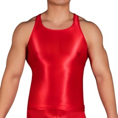 Vest Male Gym Oil Glossy Sport Sportswear Tank Top Crop Top Good Stretchy