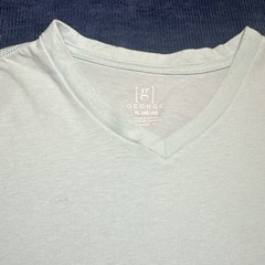 George Men’s XL Light Blue V-Neck Recycled Polyester Cotton T-Shirt