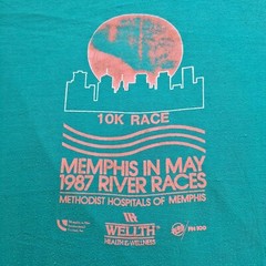 Vintage Hanes T-Shirt Mens Large Green 1987 Memphis 10K Championship Race Top