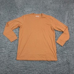 MTAILOR Shirt Mens Large Brown 100% Cotton Long Sleeve Crewneck Solid Tee NWOT