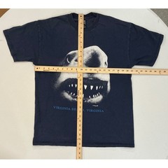 VTG USA Made AOP 90s Shark Face T-Shirt Virginia Beach Navy Blue Mens L Nature