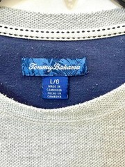 Tommy Bahama Shirt Mens Large Gray Long Sleeve Marl Knit Marlin Logo Pullover