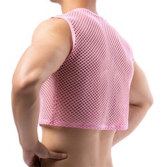 Men Mesh Mini Vest Crop Tops Sexy Muscle Sports Gym Transparent Fishnet T-Shirts