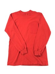 VTG 80s Hi Cru Stedman Deadstock Blank Soft Thin Long Sleeve Red Pocket T-Shirt