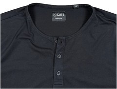 Cuts Clothing Shirt Mens Large Black Curve-Hem Short Sleeve Henley Tee