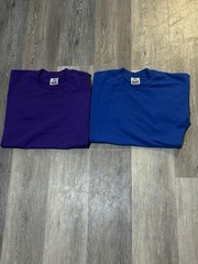 2-Pack of Mens Pro Club T-Shirts Size Large Purple and Blue Crew Neck Cotton Tee