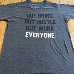 Brooklyn Vertical Out Grind Out Hustle Out Work V Neck T Shirt Large Gray Blue
