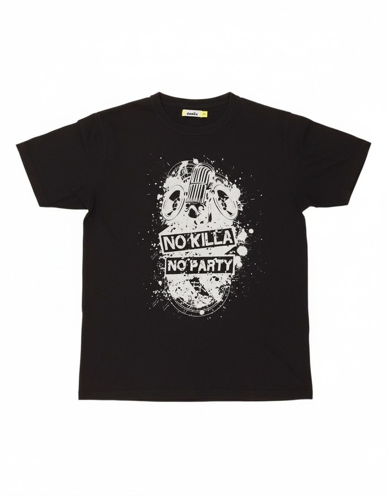 DIADORA Mens Graphic T-Shirt Top Medium Black Cotton CB04