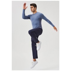 Men’s Autumn Fitness Long Sleeve Clothes Outdoor High Stretch Form Fitting Top