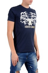 Roberto Cavalli Men’s Blue Graphic Crewneck T-Shirt US 2XL IT 56