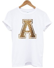 A Personalised Leopard Letter T Shirt Choose your own Printed Custom Tee Top