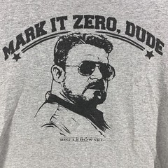 The Big Lebowski Mark It Zero Dude Walter Bowling T Shirt XL Slim Fit Gray FLAW