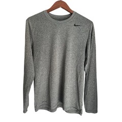 Nike Dri-FIT Mens Long Sleeve Shirt Heather Gray Tech Workout Gym Tee Medium
