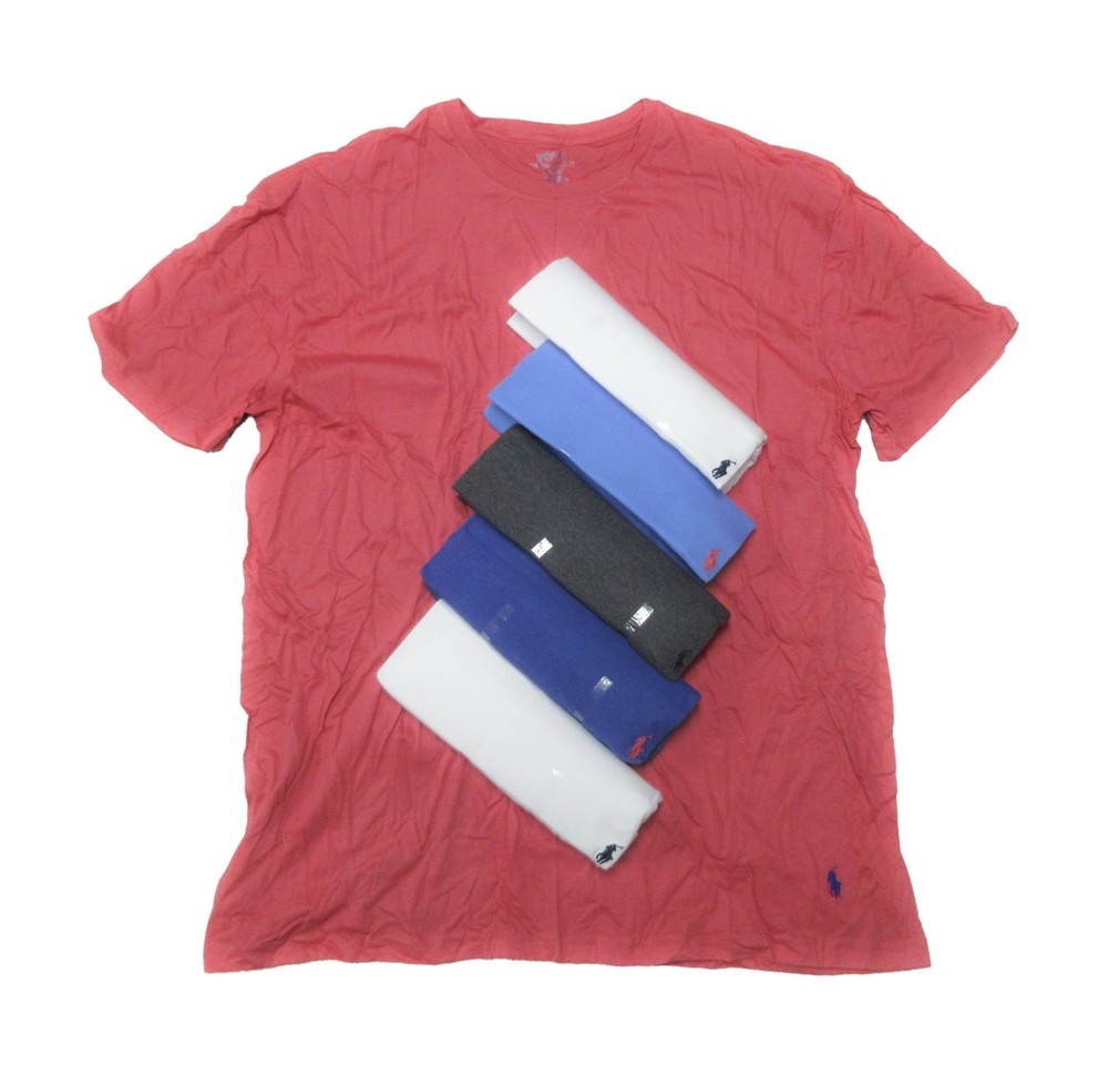 Polo Ralph Lauren Men’s Assorted Colors Classic Fit Crew-Neck Shirt 6 Pack (XL)