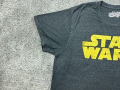 Star Wars Shirt Mens Large Charcoal Gray Yellow Logo Graphic Tee Old Navy Movie