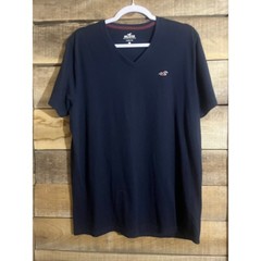 Hollister Mens Must-Have Collection V-Neck T Navy Blue Seagull Logo XL Short Slv