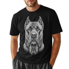 Cane Corso T-Shirt Line Art Dog Portrait Mastiff Lover Graphic Tee Shirt S-5XL