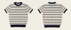 Men’s Retro Knitted Tencel Contrasting Horizontal Stripe Short Sleeved T-Shirt