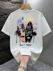 1pc Men’s Graphic T-Shirt Beach Vacation Casual Summer Wear Print Loose Fit