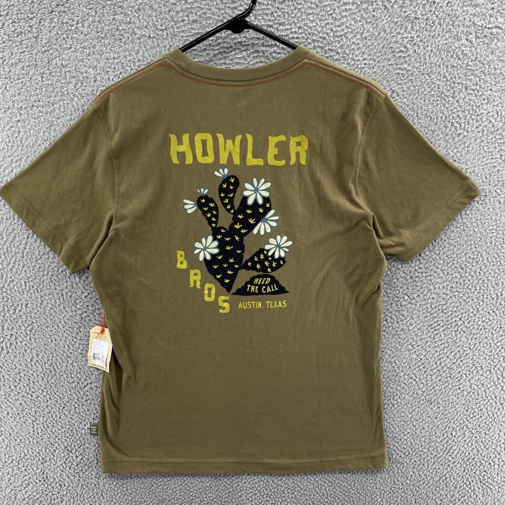 Howler Bros T Shirt Mens Medium Green Cactus Pocket Graphic Austin Texas Outdoor