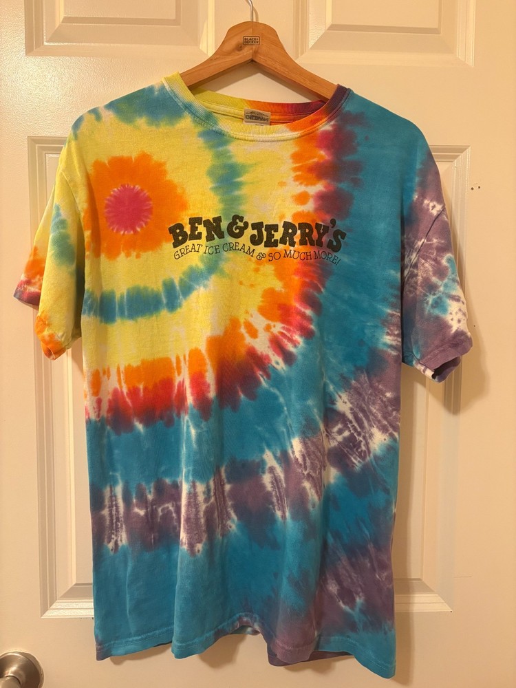 Ben & Jerry’s Tie Dye T-Shirt Mens Size M Rainbow Spiral Ice Cream Graphic