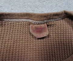 Hometown Thermal Shirt Mens XL Brown Waffle Knit Long Sleeve Made in USA Casual