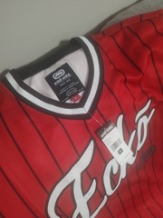 New Ecko Unltd. Men’s Baseball Jersey Sz Medium Red Logo Patches Y2k Hip Hop