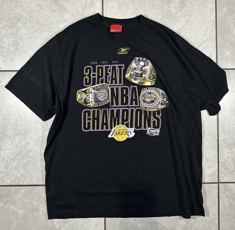 Lakers Championship Rings T Shirt REEBOK X-Large Y2K 2002