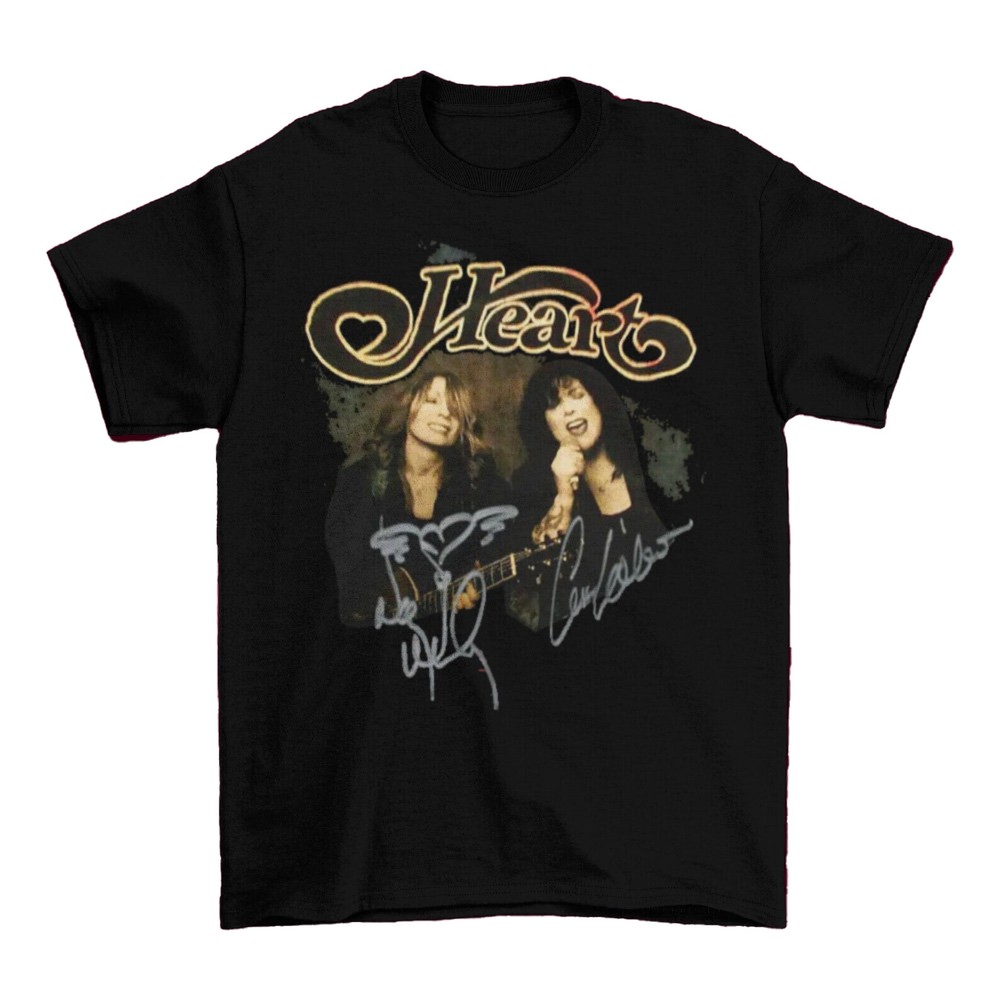 Heart Band Graphic Signature T-Shirt, Heart Band Rock Music Tee All Size S-5XL
