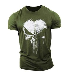 Punisher Skull Men’s T-Shirt Top Fitness Sportswear Stretch Breathable