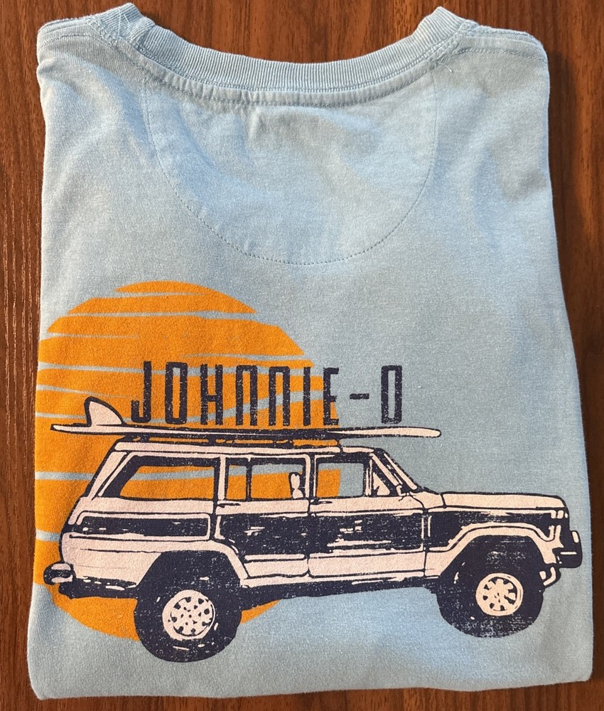 NWT johnnie-O Surf Wagon S/S Tee Shirt Mens Medium Malibu Blue $52 Back Print