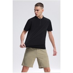 Half Zip Comfortable Short Sleeve Top Men’s High Stretch Running Fitness Shirt