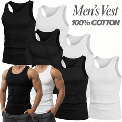 12PCS MEN VESTS 100% COTTON TANK TOP SUMMER TRAINING GYM TOPS PLAIN S-2XL UK